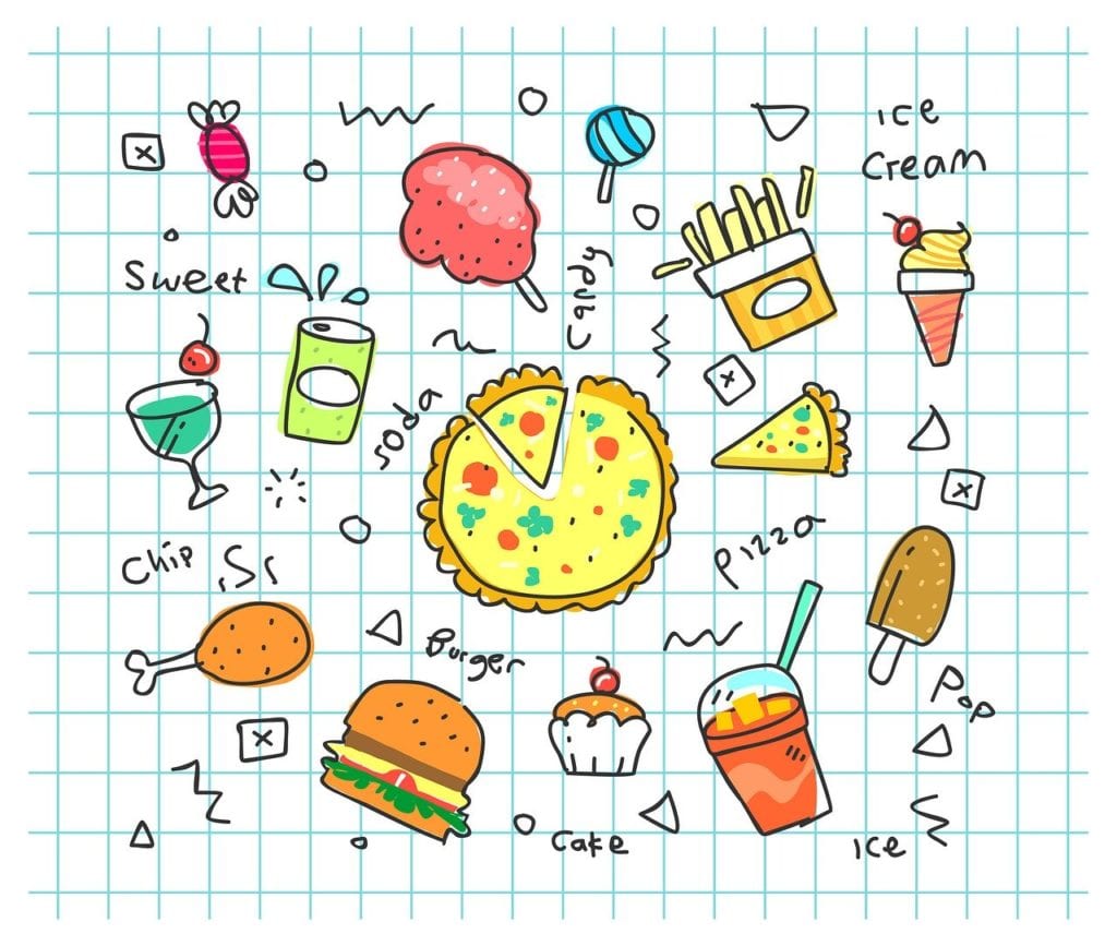 colorful doodle, soda, cartoon